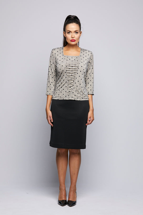 Poka Dot Rouched Jersey Top